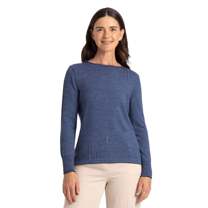 Royal Merino Crew Neck Fine Stripe Jumper image number 1